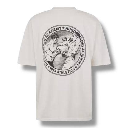 HUGO BOXING T-SHIRT & SMALL LOGO SWIM SHORTS SET WHITE & BLACK