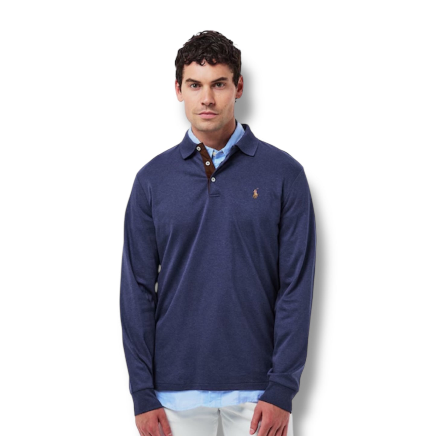 RALPH LAUREN LONG SLEEVE POLO SHIRT BLUE