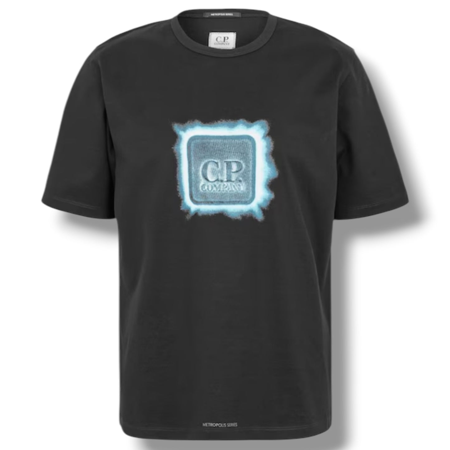 CP COMPANY METROPOLIS FRONT LIGHT BOX LOGO T-SHIRT BLACK