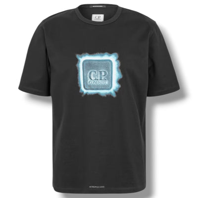 CP COMPANY METROPOLIS FRONT LIGHT BOX LOGO T-SHIRT BLACK