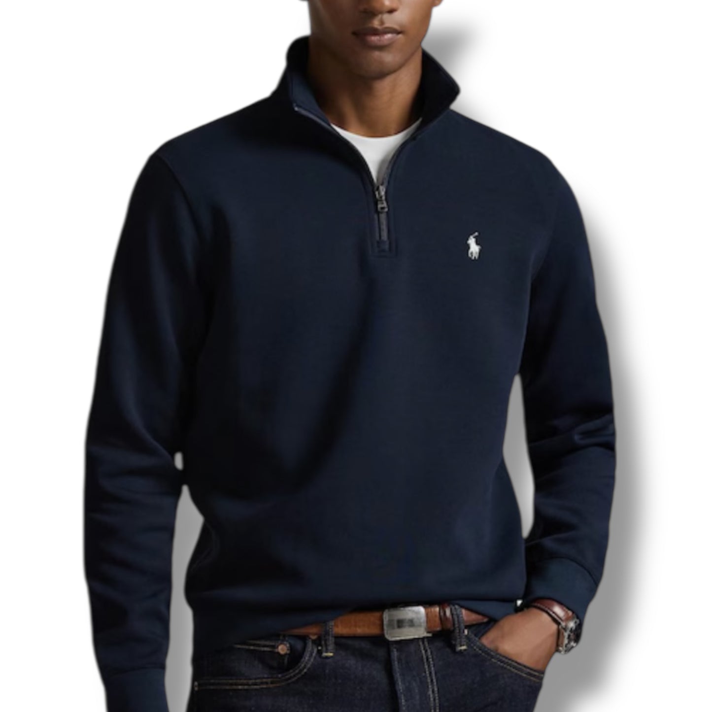 RALPH LAUREN TECH 1/4 ZIP SWEATSHIRT NAVY BLUE