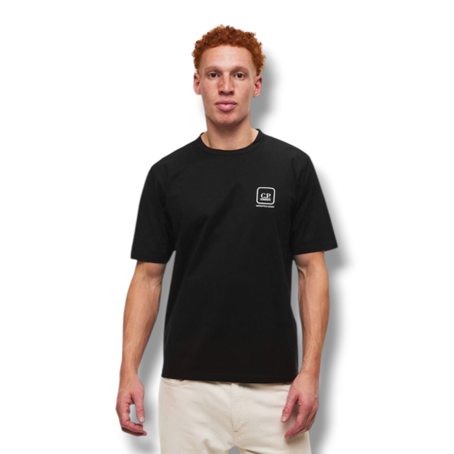 CP COMPANY METROPOLIS BACK STENCIL LOGO T-SHIRT BLACK