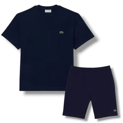 LACOSTE SMALL LOGO T-SHIRT & JERSEY SHORTS SET NAVY BLUE