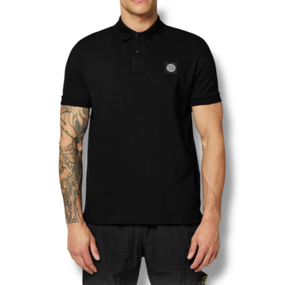 STONE ISLAND PATCH LOGO POLO SHIRT BLACK