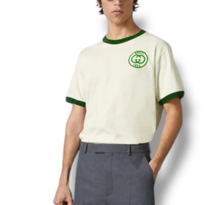 GUCCI FIRENZE 1921 CHEST LOGO T-SHIRT BEIGE