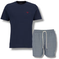 BARBOUR SMALL LOGO T-SHIRT & SHELL SWIM SHORTS NAVY BLUE & NAVY BLUE