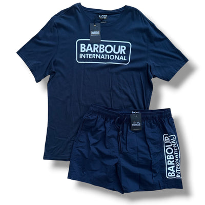 BARBOUR T-SHIRT & SWIM SHORTS SET NAVY BLUE *SALE*