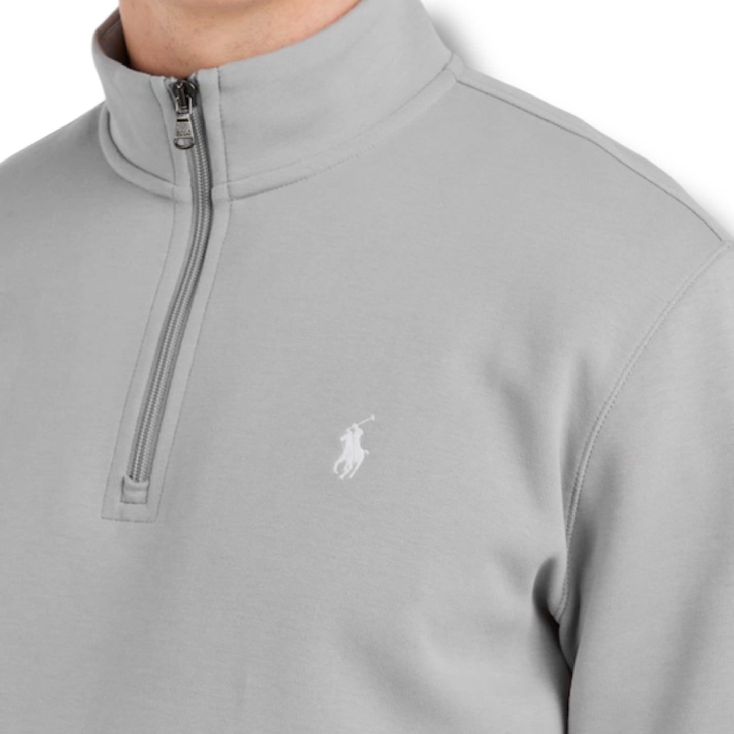 RALPH LAUREN TECH 1/4 ZIP SWEATSHIRT SOFT GREY