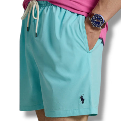 RALPH LAUREN T-SHIRT & SWIM SHORTS SET WHITE & AQUA