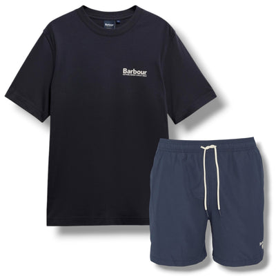 BARBOUR LIGHTHOUSE BACK LOGO T-SHIRT &  SWIM SHORTS NAVY BLUE
