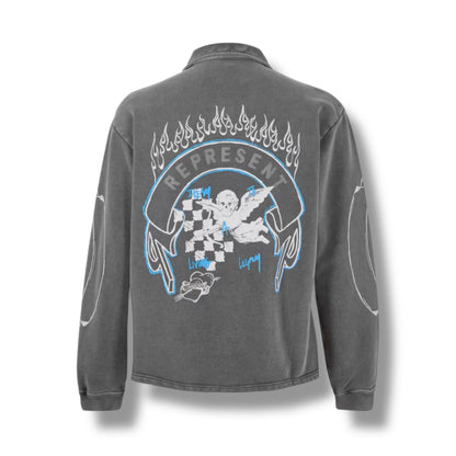 REPRESENT LEGACY 1/4 ZIP SWEATSHIRT WASHED GREY