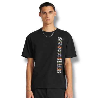 DIOR MULTI VERTICAL LOGO T SHIRT BLACK