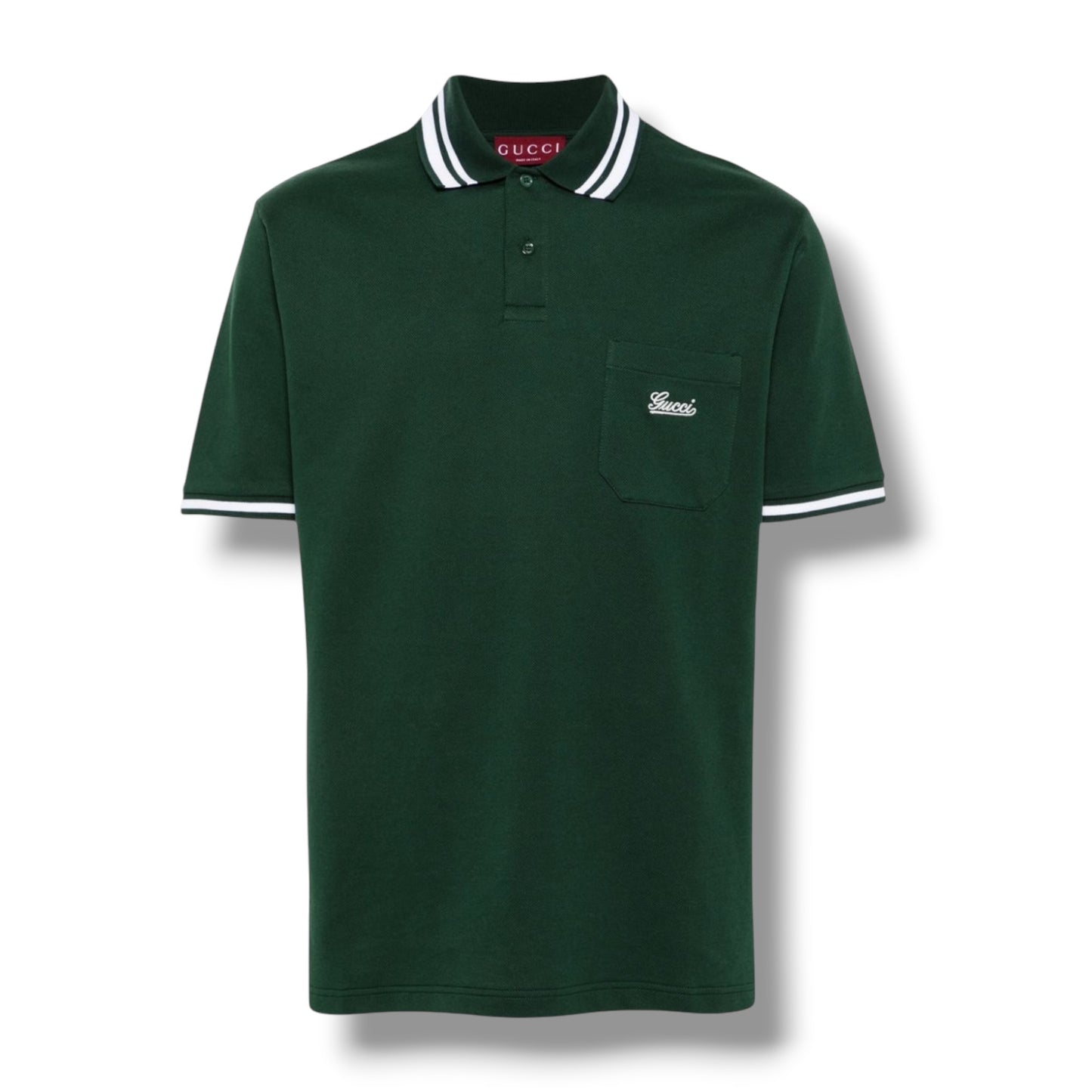 GUCCI SIGNATURE POCKET POLO SHIRT GREEN
