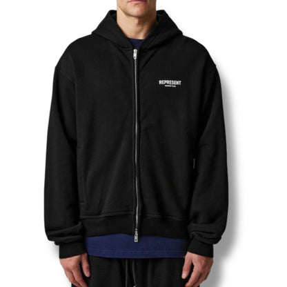 REPRESENT OWNERS CLUB ZIP UP HOODIE BLACK