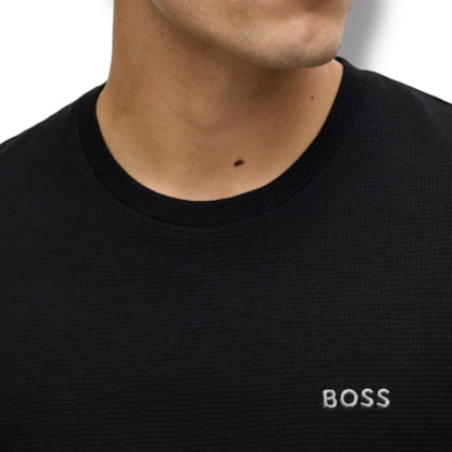 HUGO BOSS WAFFLE JERSEY T-SHIRT & SHORTS SET BLACK