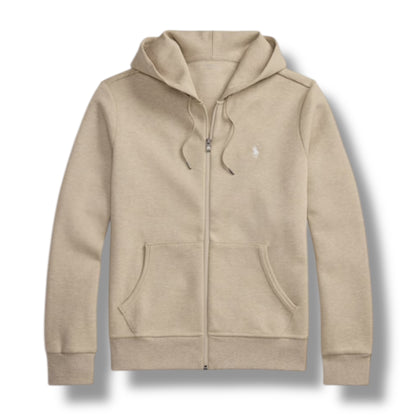 RALPH LAUREN TECH ZIP UP HOODIE BEIGE