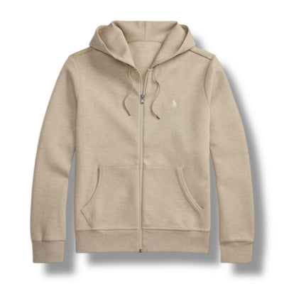 RALPH LAUREN TECH ZIP UP HOODIE BEIGE