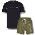 HUGO BOSS STORM T-SHIRT & SWIM SET BLACK & KHAKI GREEN