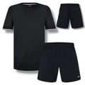 HUGO BOSS SLEEVE TRI TRIM T-SHIRT & SIDE TRIM SWIM SHORTS SET BLACK