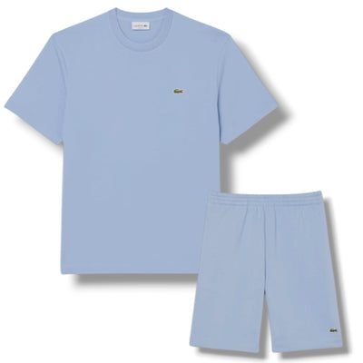 LACOSTE SMALL LOGO T-SHIRT & JERSEY SHORTS SET LIGHT BLUE