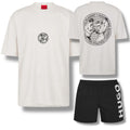 HUGO BOXING T-SHIRT & VERTI LOGO SWIM SHORTS SET WHITE & BLACK