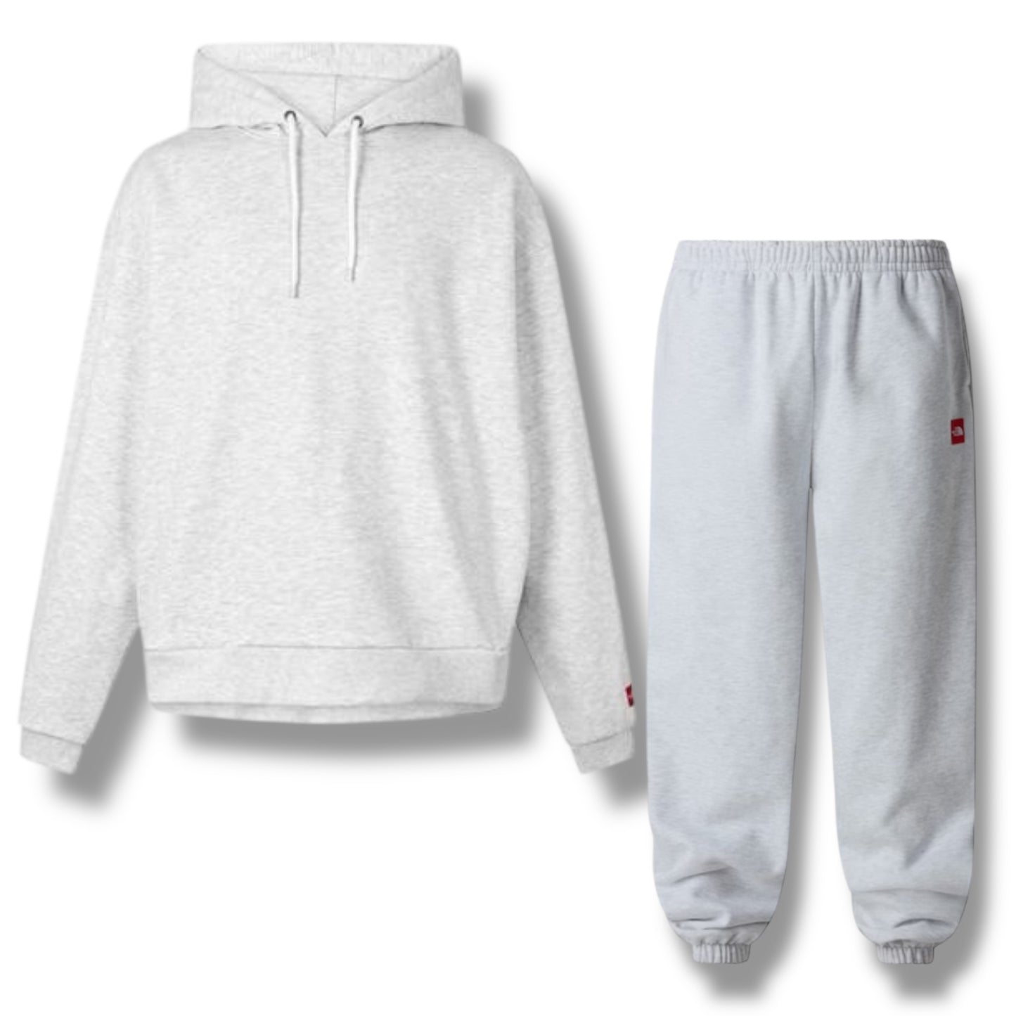 THE NORTH FACE TNF RED BOX OTTH HOODED FULL TRACKSUIT LIGHT GREY