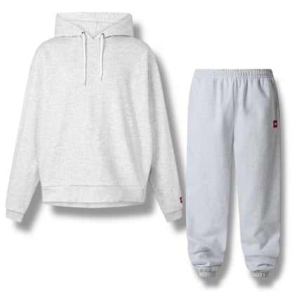 THE NORTH FACE TNF RED BOX OTTH HOODED FULL TRACKSUIT LIGHT GREY