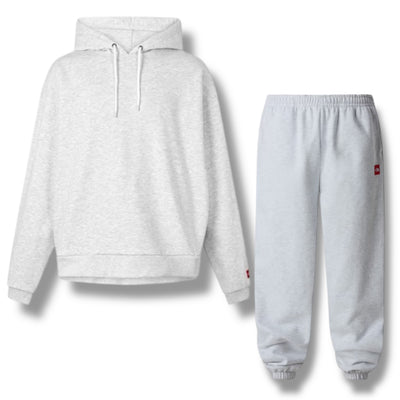 THE NORTH FACE TNF RED BOX OTTH HOODED FULL TRACKSUIT LIGHT GREY