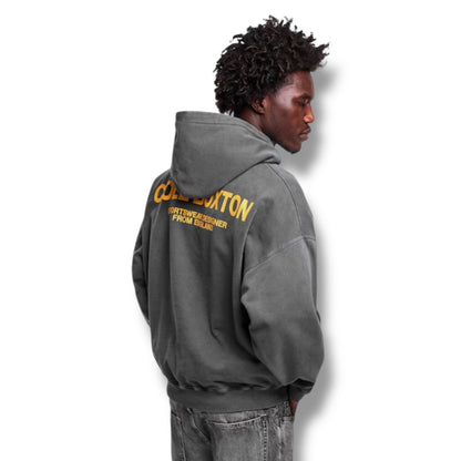 COLE BUXTON LOGO OTTH HOODIE WASHED BLACK YELLOW