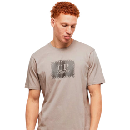 CP COMPANY STAMP LOGO T-SHIRT DOVE GREY