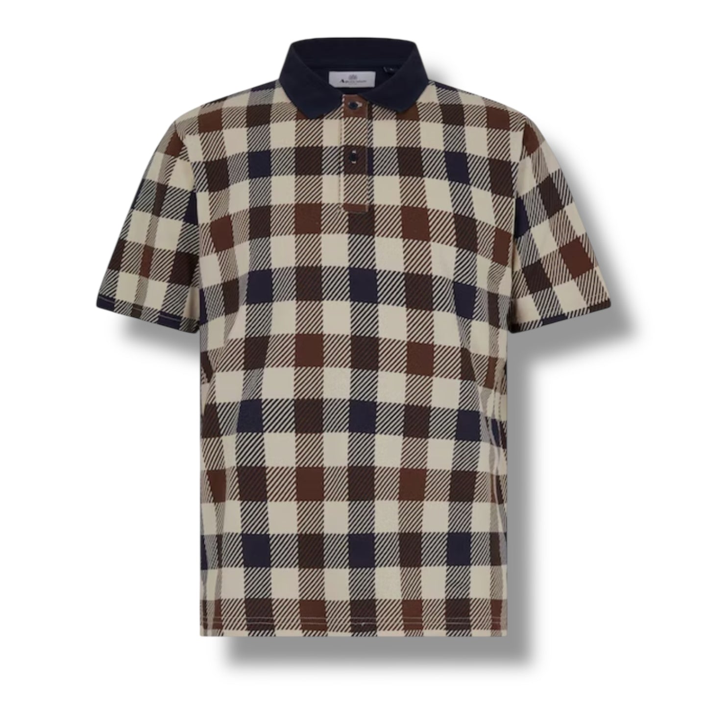 AQUASCUTUM BIG CHECK POLO SHIRT BROWN - BEIGE