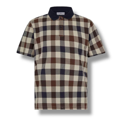 AQUASCUTUM BIG CHECK POLO SHIRT BROWN - BEIGE