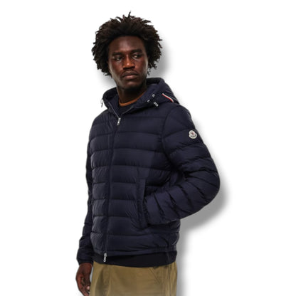 MONCLER VERM HOODED PUFFER JACKET NAVY BLUE