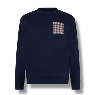 AQUASCUTUM POCKET PATCH SWEATSHIRT NAVY BLUE