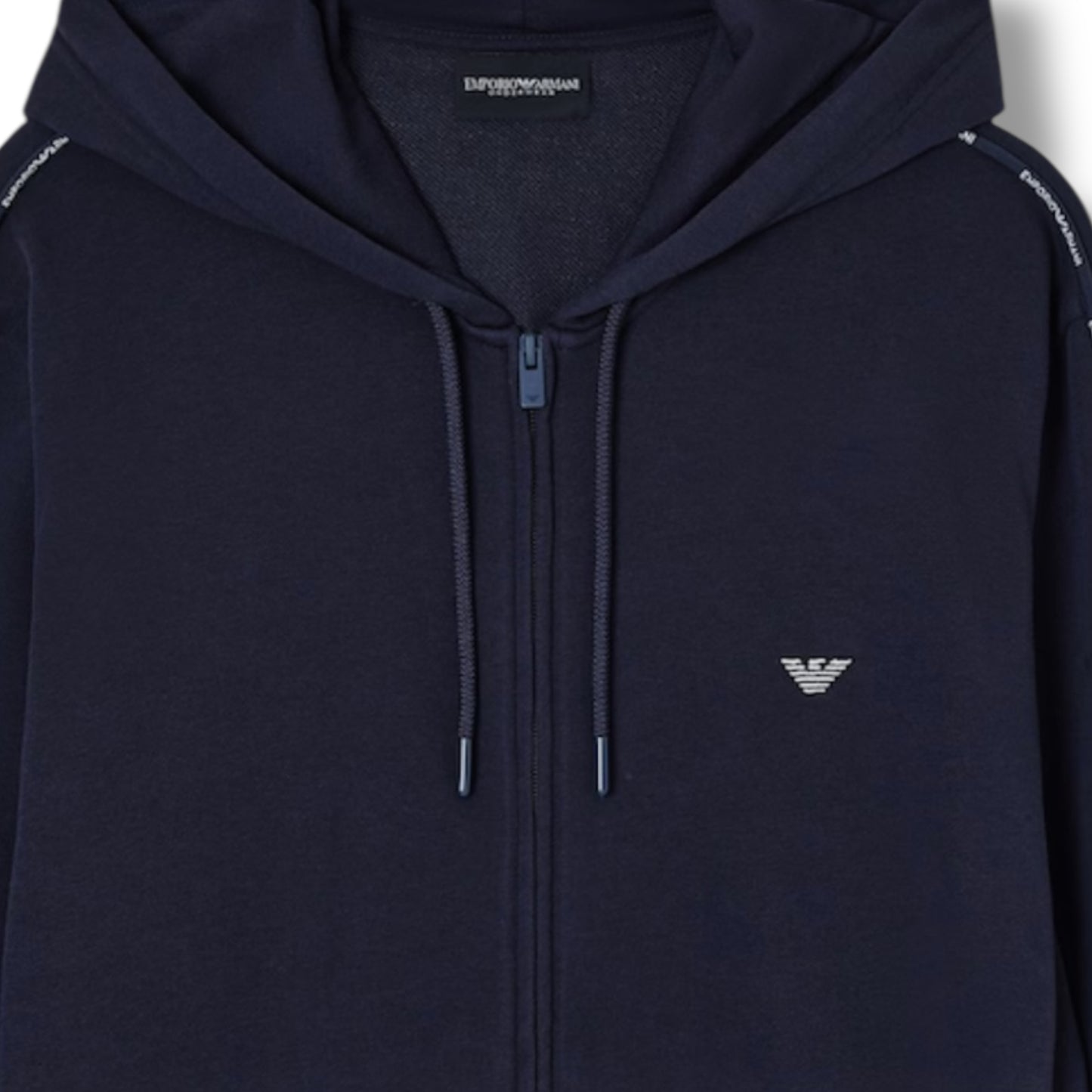 EMPORIO ARMANI TRIM ZIP UP HOODED FULL TRACKSUIT NAVY BLUE