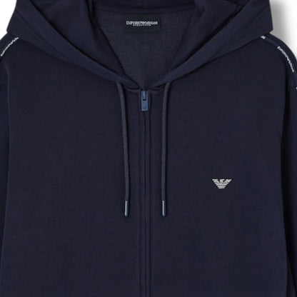 EMPORIO ARMANI TRIM ZIP UP HOODED FULL TRACKSUIT NAVY BLUE