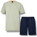 HUGO BOSS PATCH T-SHIRT & VERTI LOGO SWIM SHORTS SET LIGHT GREEN & NAVY BLUE