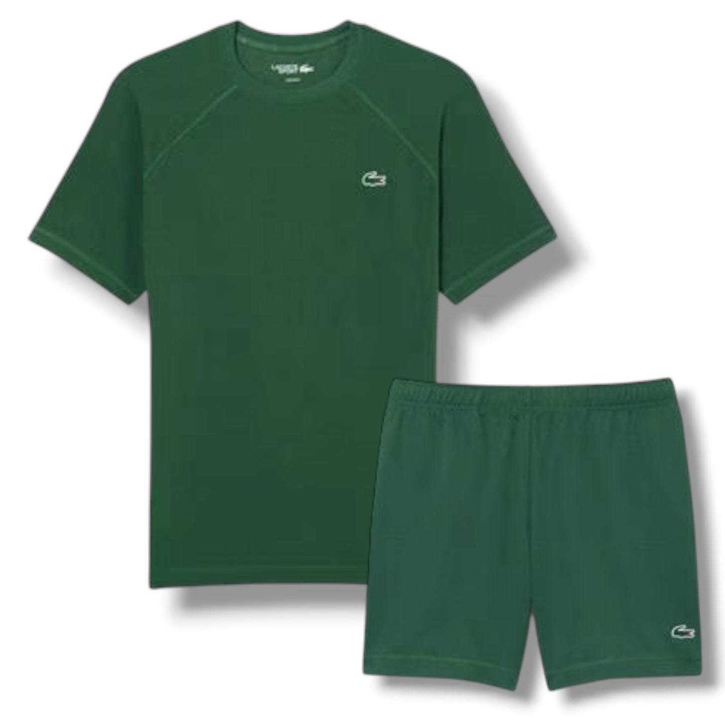 LACOSTE TECH GYM SET T-SHIRT & SHORTS GREEN & WHITE