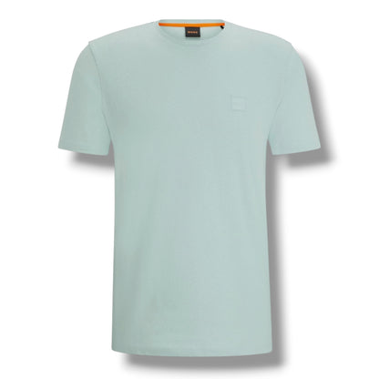 HUGO BOSS PATCH T-SHIRT & VERTI LOGO SWIM SHORTS SET AQUA GREEN & NAVY BLUE