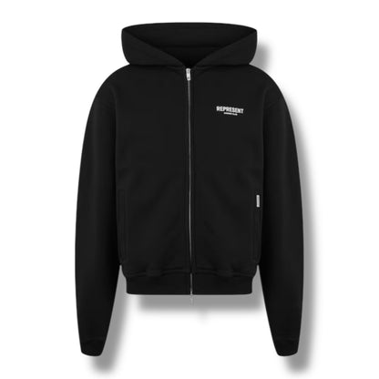 REPRESENT OWNERS CLUB ZIP UP HOODIE BLACK