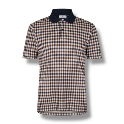 AQUASCUTUM SMALL CHECK POLO SHIRT BROWN - BEIGE