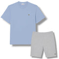 LACOSTE SMALL LOGO T-SHIRT & JERSEY SHORTS SET LIGHT BLUE & GREY