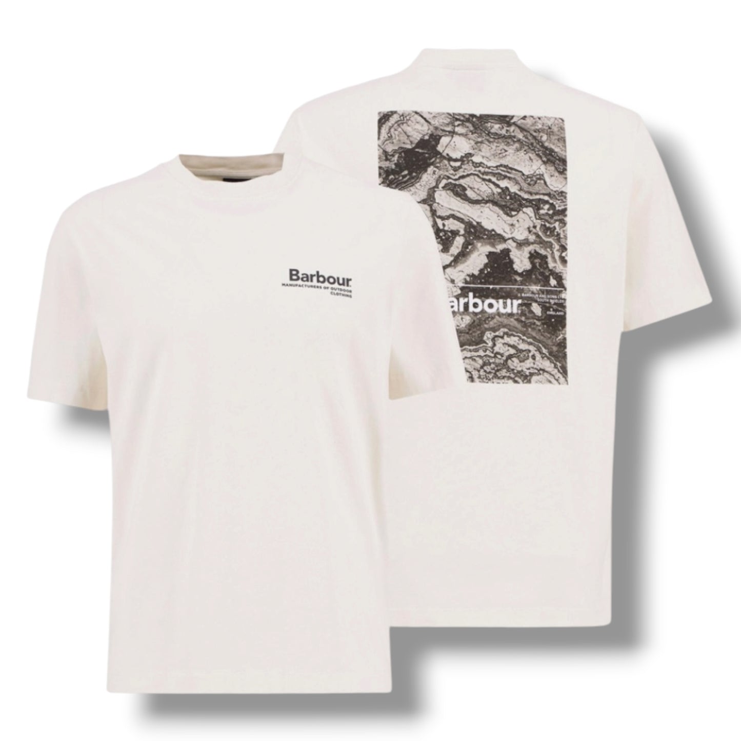 BARBOUR MAP T-SHIRT & SWIM SHORTS BEIGE & OLIVE GREEN