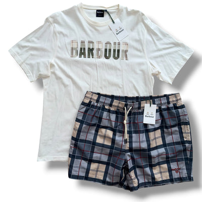 BARBOUR T-SHIRT & SWIM SHORTS SET BEIGE *SALE*