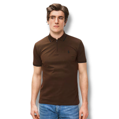 RALPH LAUREN ZIP POLO SHIRT OLIVE GREEN