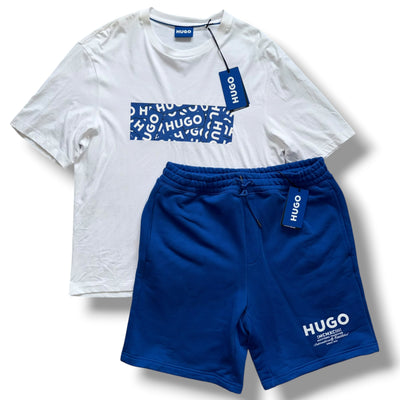 HUGO BOSS HUGO BOX T SHIRT & SHORTS SET WHITE & BLUE *SALE*