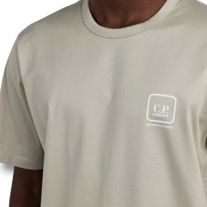 CP COMPANY METROPOLIS BACK STENCIL LOGO T-SHIRT GREY