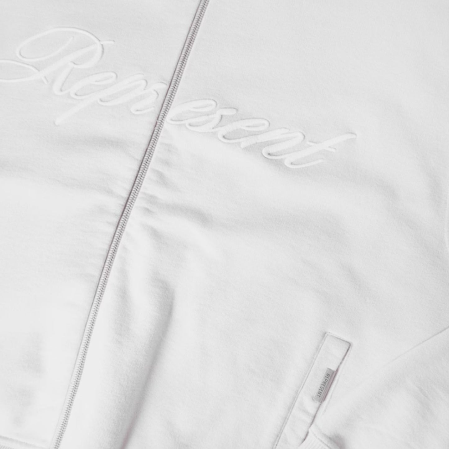 REPRESENT SCRIPT FULL ZIP HOODIE CONCRETE GREY
