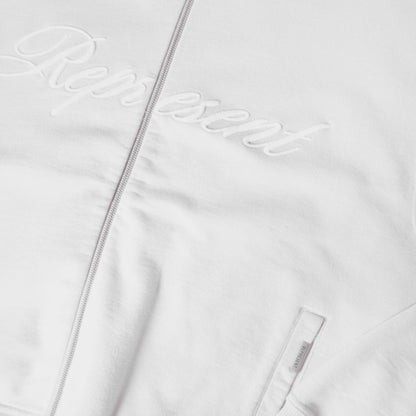 REPRESENT SCRIPT FULL ZIP HOODIE CONCRETE GREY