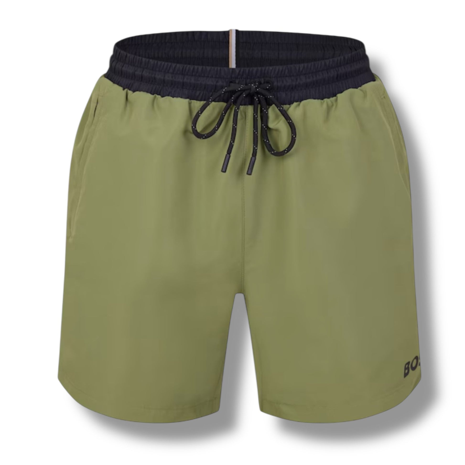 HUGO BOSS BIG LOGO T-SHIRT & SWIM SHORTS COMBO WHITE & GREEN